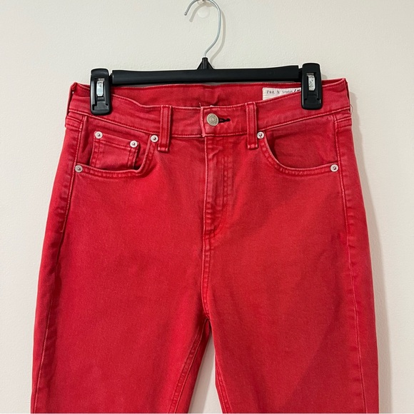 rag & bone " High Rise Skinny" Red Denim Jeans US 26 - Picture 3 of 7